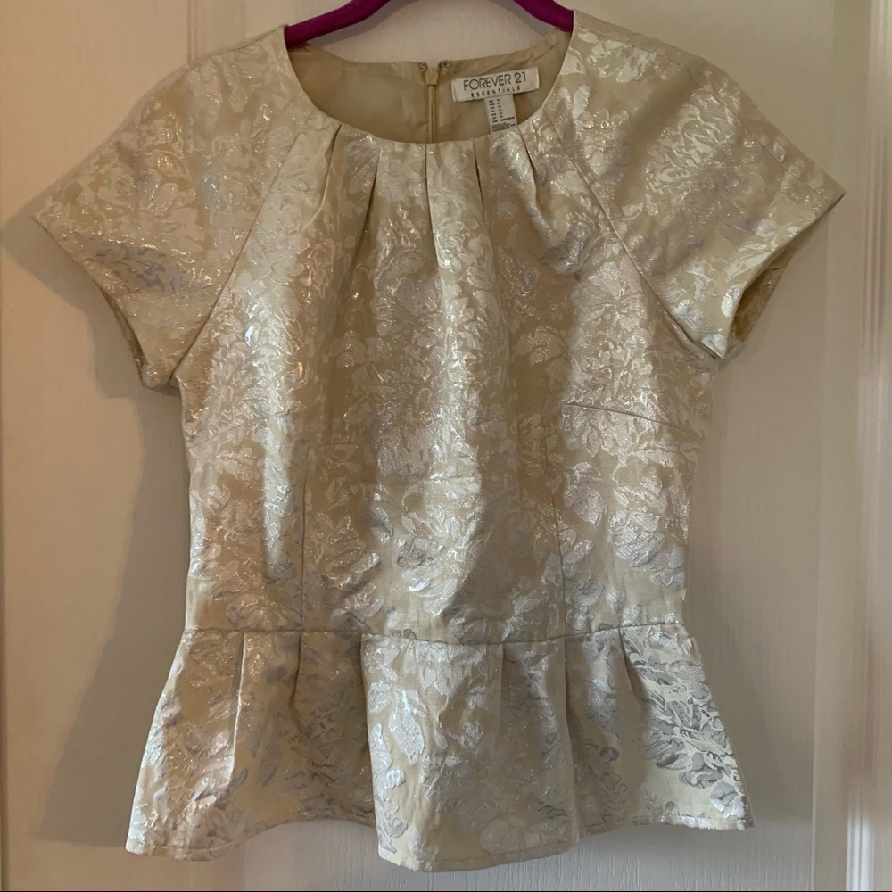 Silver floral  Peplum top